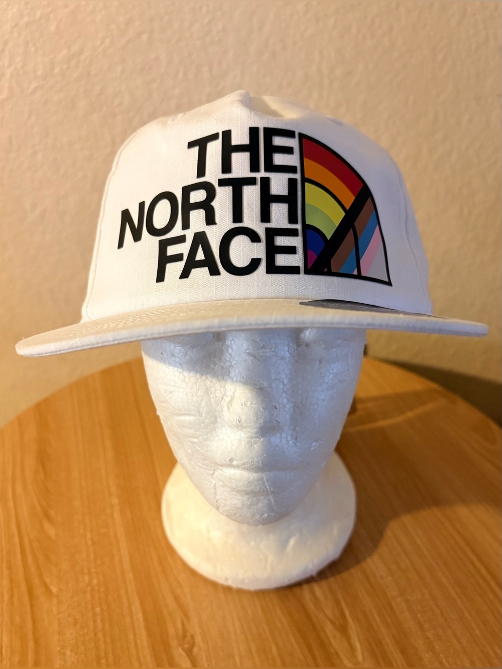 The North Face Hat Adult Snapback White Ripstop Baseball Cap 5 Panel Pride Logo